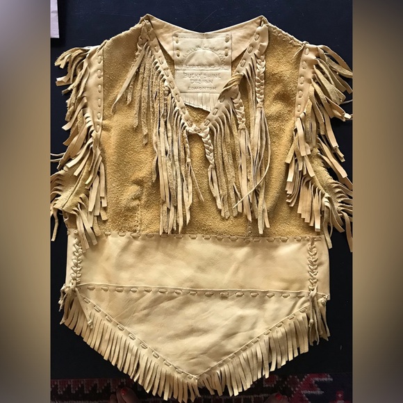 Buck & Shine Design Edmonton Tops - Vintage handcrafted suede fringe top Size Small/Medium